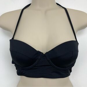 𝅺TOPSHOP Black Double Strap Halter Bikini Top Size 6